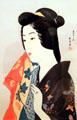 Japanese Woman with Hand Towel woodblock print by Hashiguchi Goyō at Honolulu Academy of Arts. Honolulu, HI.