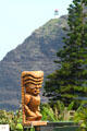 Tiki at Sea Life Park with Makapu'u Lighthouse. HI.