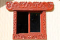 New Zealand Aotearoa-Maori carved window frame at Polynesian Cultural Center. Laie, HI.