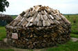 Amana-style round wood pile as used in 1850s. West Amana, IA.