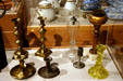 Candlesticks & oil lamps at Historical Museum of Iowa. Des Moines, IA.