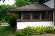 Stockman House sun room & garden. Mason City, IA.