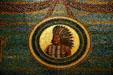 Mosaic portrait of native American Tonti who explored New France with Marquette & Jolliet in Marquette Building. Chicago, IL.
