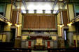 Front wall & pulpit of Unity Temple. Oak Park, IL.