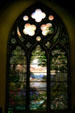 Mountain scene stained glass windows by Louis Comfort Tiffany & Edward Burne-Jones in Second Presbyterian Church. Chicago, IL.