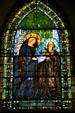 Angel & Saint stained glass windows by Louis Comfort Tiffany & Edward Burne-Jones in Second Presbyterian Church. Chicago, IL.