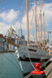 Four-masted gaff topsail schooner Windy cruise ship at Navy Pier. Chicago, IL.