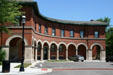 One of four arcaded buildings around Pullman Village square. Chicago, IL.
