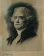 Engraving of Thomas Jefferson in Lincoln-Herndon law office building. Springfield, IL.