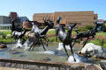 Eiteljorg Museum of American Indians and Western Art beyond Wood Deer Fountain. Indianapolis, IN
