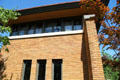 Prairie-style windows under roof overhang of Allen-Lambe House. Wichita, KS.