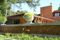 Globe planters & roofline of Allen-Lambe House. Wichita, KS.