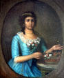 Portrait of Marianne Celeste Dragon by school of Salazar, artist of Louisiana's Spanish Colonial period at Cabildo Museum. New Orleans, LA.