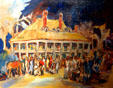 Painting of slave rebellion tribunal at Destrehan Plantation. Destrehan, LA.