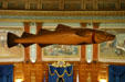 Wooden Codfish representing former prosperity of fishing industry hanging in House chamber of Massachusetts State House. Boston, MA.