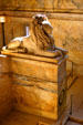 Memorial lion on stairwell of Boston Public Library. Boston, MA.