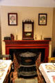 Dining room fireplace with stove at Boott Cotton Mills Boarding House. Lowell, MA.
