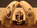 Scrimshaw figures of liberty & justice at New Bedford Whaling Museum. New Bedford, MA.