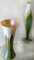 Trevaise vases by Alton Manufacturing Co. of Sandwich at Sandwich Glass Museum. Sandwich, MA.