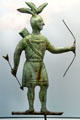 Native American with bow & arrow copper weathervane by J. Harris & Son of Boston at Heritage Plantation. Sandwich, MA