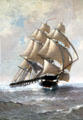 USS Constitution painting by Marshall Johnson at USS Constitution Museum. Boston, MA.