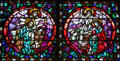 Stained glass window of Evangelists at Trinity Church. Boston, MA.