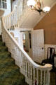 Staircase with spiral newel post & twisted rope balusters in main entrance hall at Longfellow National Historic Site. Cambridge, MA.