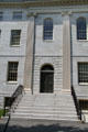 Granite block entrance of University Hall. Cambridge, MA.