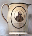 Creamware pitcher with print of George Washington by Herculaneum Pottery of Liverpool, England at Museum of Fine Arts. Boston, MA.
