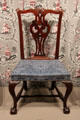Boston chair shows owl-like eyes on back, stretcher between slender legs, & long talons on ball foot at Museum of Fine Arts. Boston, MA.