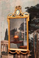 Looking glass from Shepard House of Bath, ME with original wallpaper at Museum of Fine Arts. Boston, MA.