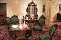 Parlor from Roswell Gleason House of Dorchester, MA with sofa & chairs & center table plus Étagère by George Croome of Boston, MA at Museum of Fine Arts. Boston, MA.