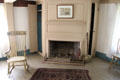 Bedroom fireplace with cupboards at Rev. John Hale House. Beverly, MA.