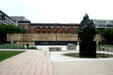 Holocaust Memorial Plaza with rail tracks & quotes of those subjected to concentration camps. Baltimore, MD