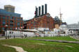 US Coast Guard Cutter Taney part of Baltimore Maritime Museum against Power Plant. Baltimore, MD.