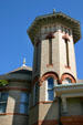 Octagonal tower of Lenawee County Historical Museum. Adrian, MI.