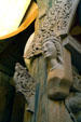 Carved queen in Hopperstad Stave Church replica at Heritage Hjemkomst Interpretive Center. Moorhead, MN.