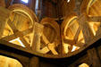 Support arches in Hopperstad Stave Church replica at Heritage Hjemkomst Interpretive Center. Moorhead, MN.