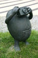 Photographer "Rockman" sculpture by Tom Otterness at US Federal Courthouse. Minneapolis, MN.