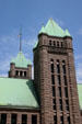 Stone towers of Minneapolis City Hall. Minneapolis, MN.