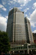Accenture Tower facade with elevated walkway. Minneapolis, MN.