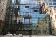 Decorated glass wall of Mill City Museum. Minneapolis, MN.