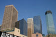 Highrises on skyline of Minneapolis. Minneapolis, MN.