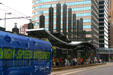 Sculpted streetcar station at Fifth Street Towers. Minneapolis, MN.