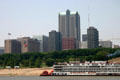 St Louis skyline from Mississippi River. St Louis, MO.