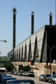 "Sky Stations" sculptures by R.M. Fisher atop supporting pylons of Bartle Hall Convention Center. Kansas City, MO.