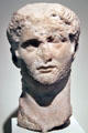 Roman marble portrait head of Emperor Nero from Egypt at University of Missouri Museum of Art & Archaeology. Columbia, MO.