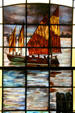 Sailing sloop stained glass window of Charles W. Clark Chateau. Butte, MT.