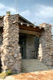 Entrance steps of Union Pacific Dining Hall. West Yellowstone, MT.