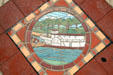 Tile street mural of Red River Steamboats on Fargo's Broadway. Fargo, ND.